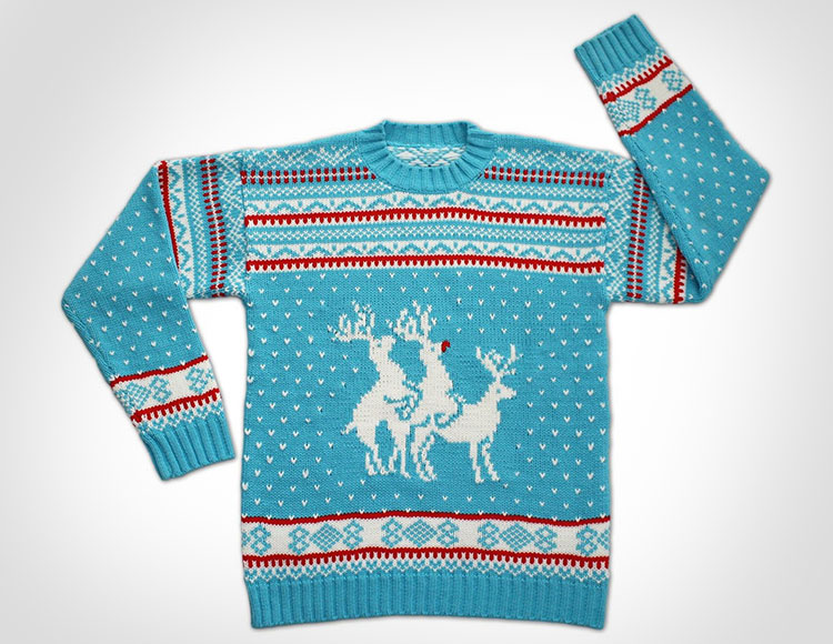 Humping Reindeer Threesome Ugly Christmas Sweater