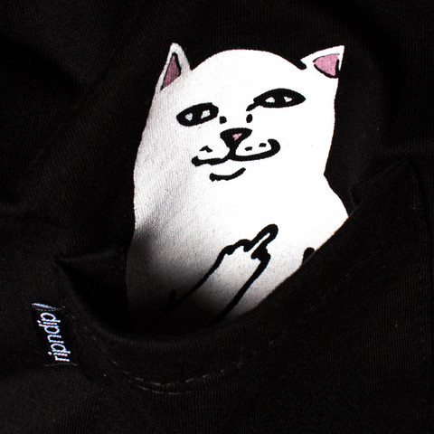 Lord Nermal - Hidden Cat Flicking You off In T-shirt Pocket - Black