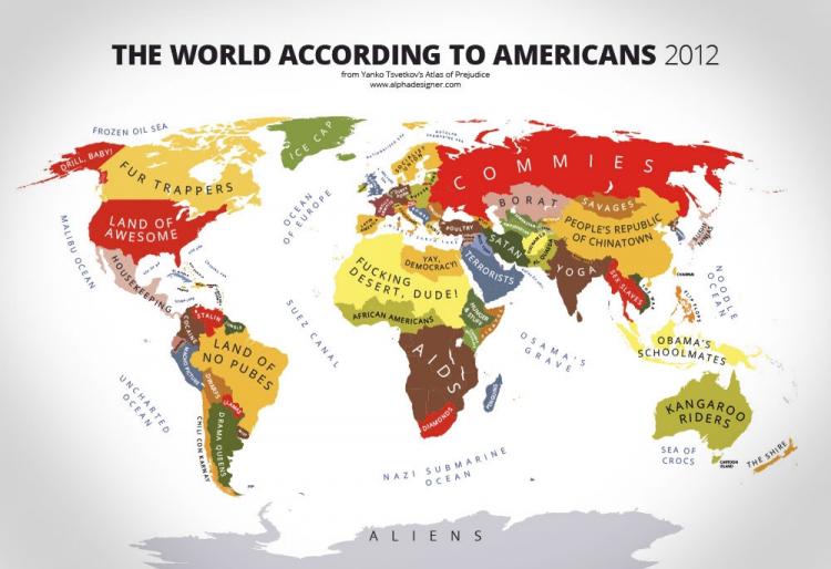 Map Of The World According To Americans
