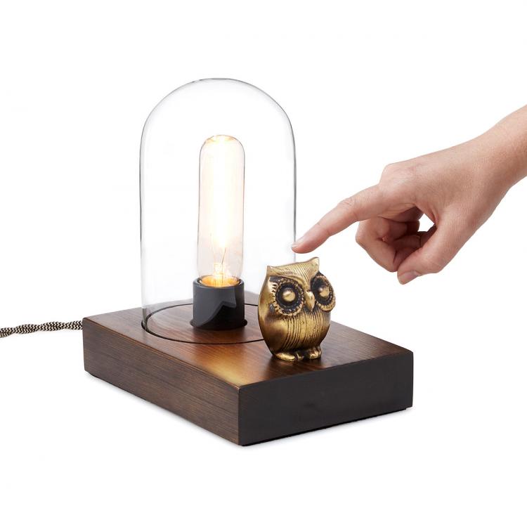 Owl Lamp Touch Light With Vintage Edison Bulb