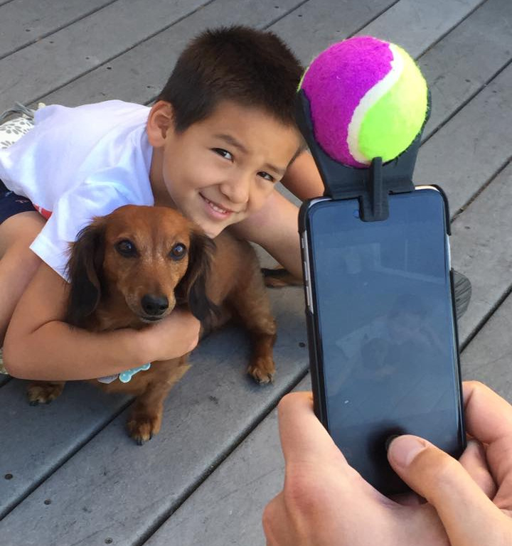 Dog selfie ball store holder