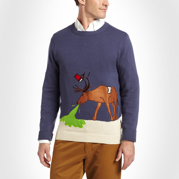 Puking Reindeer Ugly Christmas Sweater