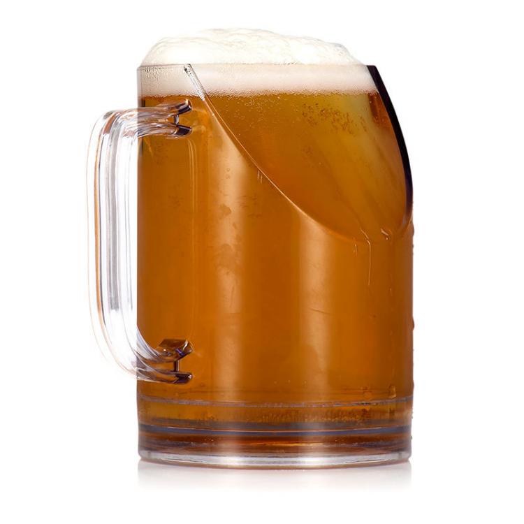 Better TV View Beer Mug - Slanted Beer Mug Won't Block TV while taking a sip