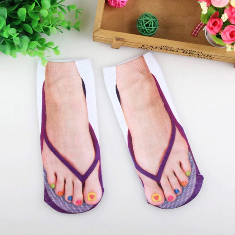 Human Feet In Sandals Socks For People With Ugly Feet - Funny women's feet in flip-flops print socks