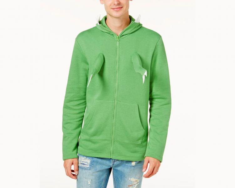 Dinosaur Hoodie Has Little T-Rex Arms That Protrude From The Chest - Holiday Dino Hoodie with t-rex hands