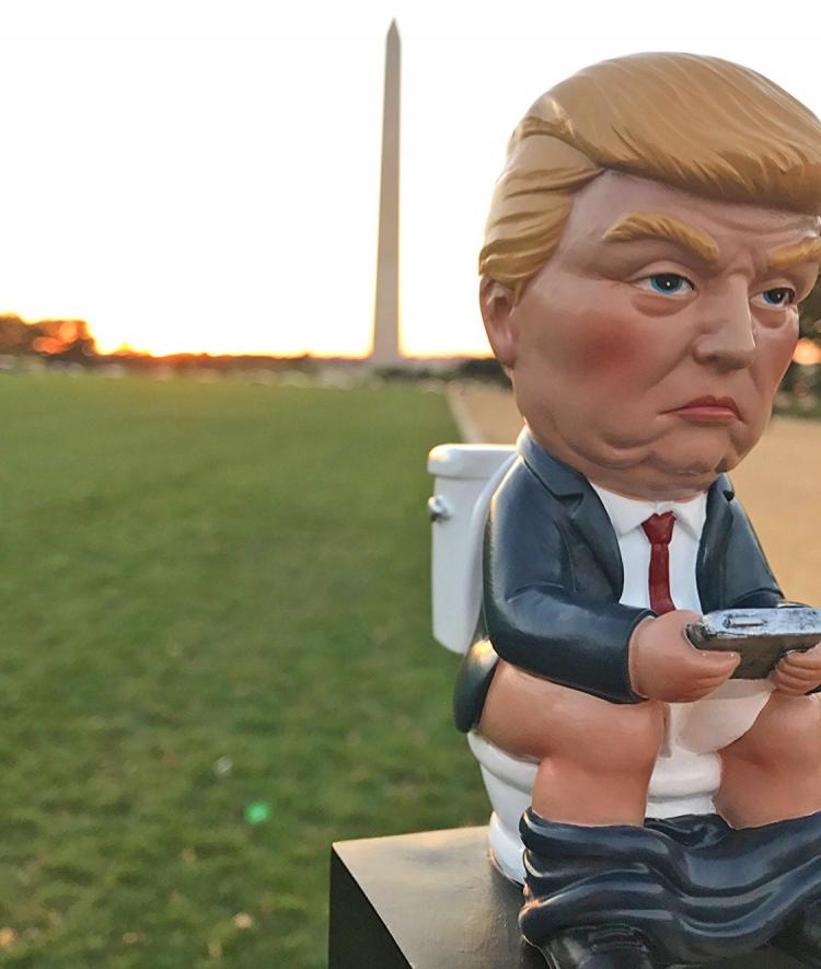 Trump Tweeting On The Toilet Mini Statue