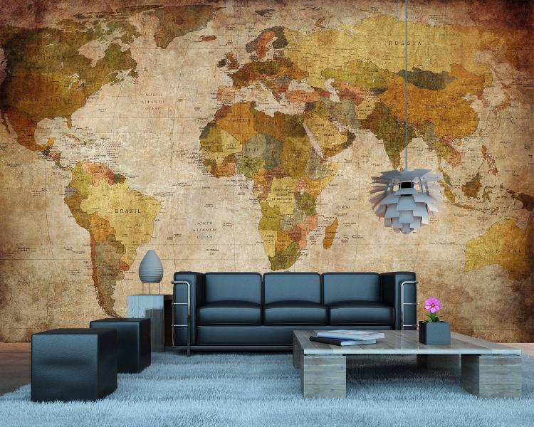 Vintage World Map Wall Mural - Giant Vintage World Map Wallpapper