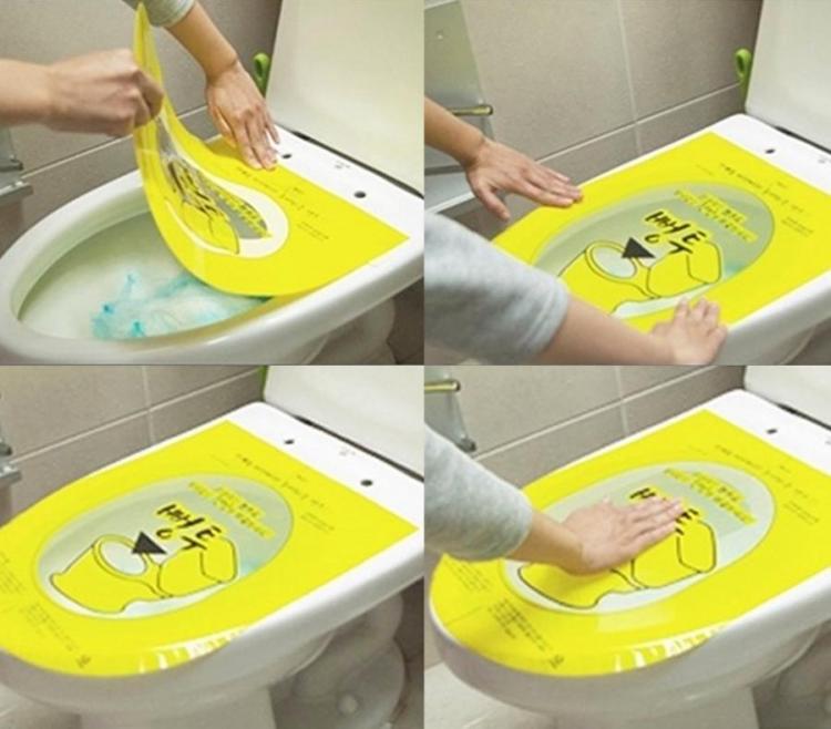 Coolest Japanese Gadgets - Pongtu Sticker Toilet Plunger Unclogs Toilets By Pushing Down On Bubble