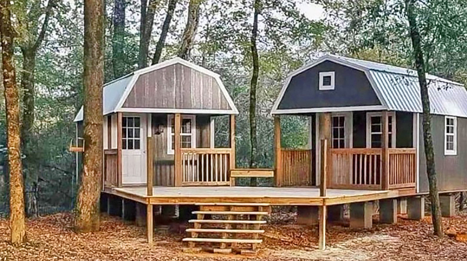 We-shed - dual tiny home he-shed and she-shed with conjoined deck