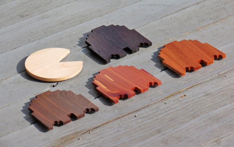 Wooden Pac-Man Coasters