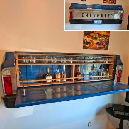This Wall-Mounted Truck Tailgate Bar Is The Perfect Home Bar For Truck Lovers