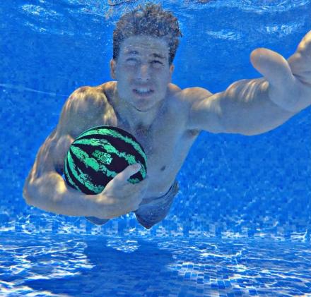 There's a Watermelon Pool Ball That You Can Pass and Dribble Underwater