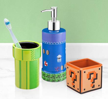 Super Mario Warp Pipe Toothbrush Holder and More Mario Bathroom Products