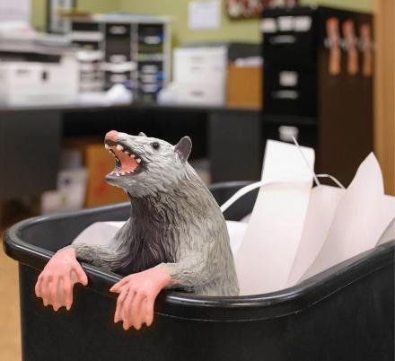 This Office Trash Possum Has Posable Paws That Lets Him Hang Out Anywhere