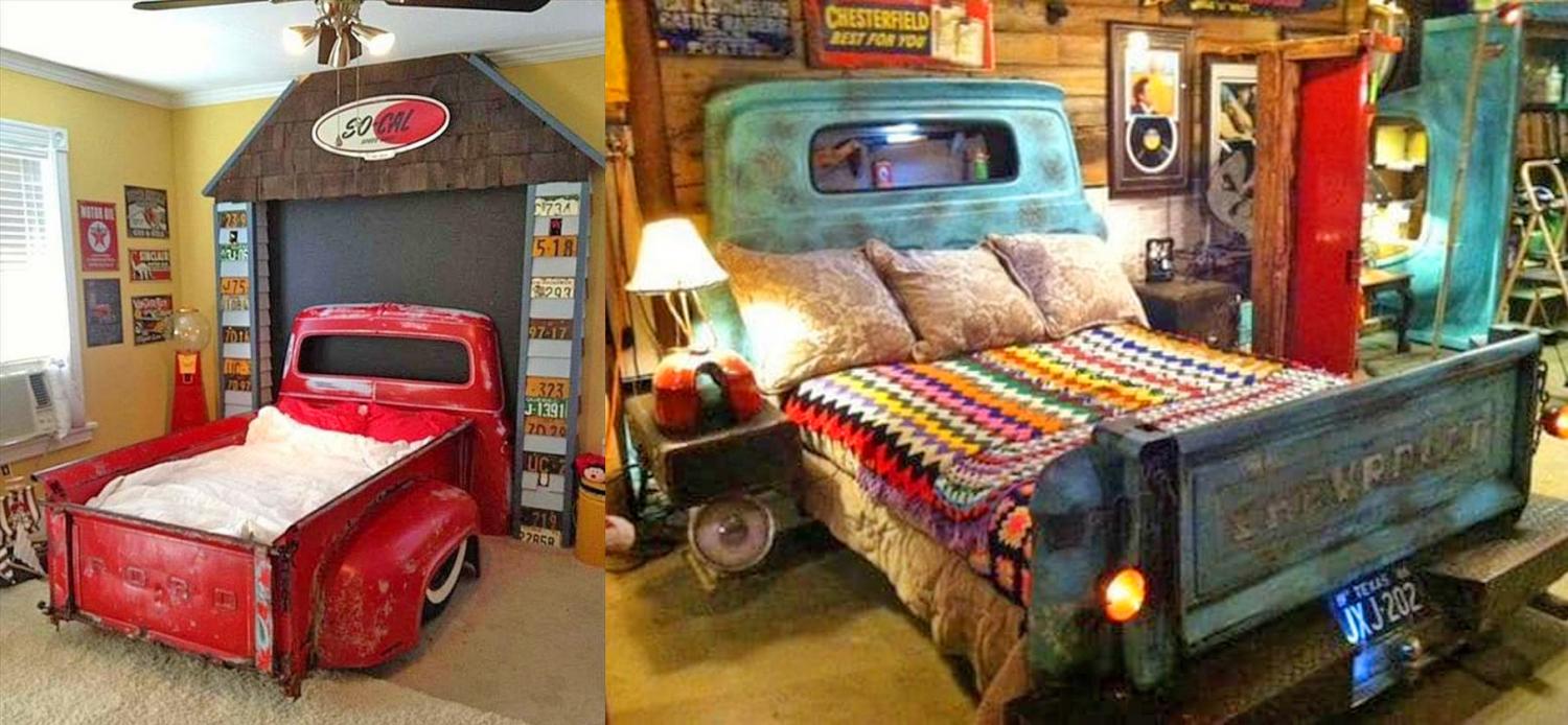 Queen Beds Made From Old Vintage Trucks - Retro trucks converted into queen beds