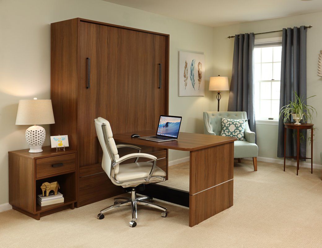 Murphy Bed Turns Into a Desk or Dining Table When Folded Up