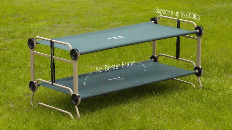 Disc-o-bed Adult Camping Bunk Bed Cot - Camping bunk bed turns into a sofa during the day