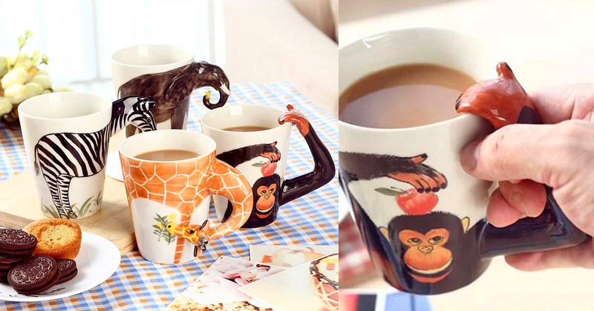 3d Hand Painted Ceramic Animal Pattern Ceramic Coffee Mug (giraffe)