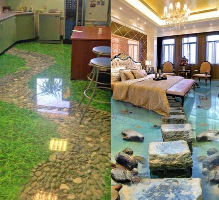 These Incredible 3D Epoxy Floors Will Turn Your Room Into a Beach, Canyon, or Grassy Pathway