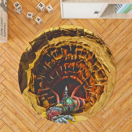 This Boba Fett Illusion Rug Features Boba Crawling Out of a Sarlacc Pit