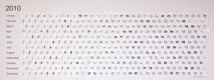 Bubble Wrap Calendar, Wall Decor