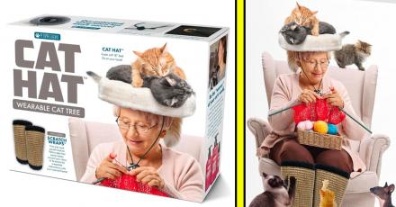 This Cat Bed Hat Lets Your Kitties Sleep Right On Your Head, While You Turn Heads