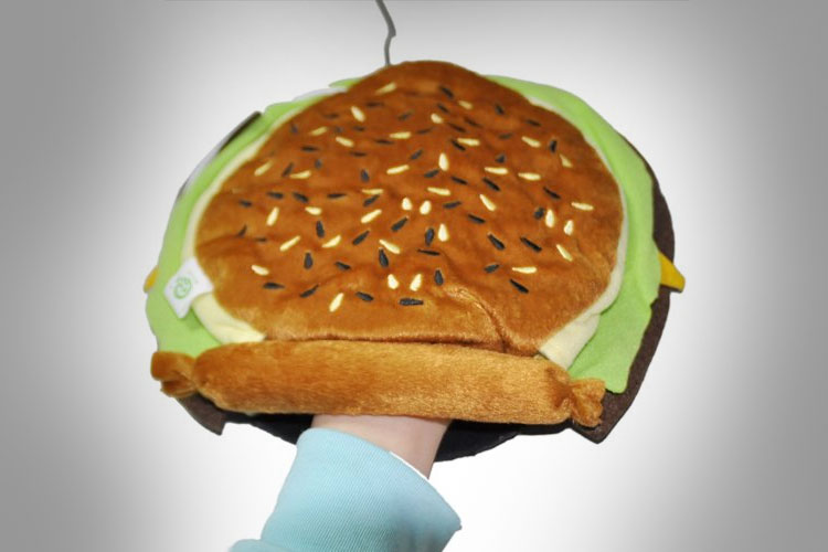 Cheeseburger Mouse Pad With Hand Warmer - Cheeseburger hand warmer for the office