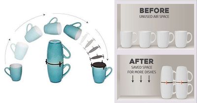 Coffee Mug Organizers Help Stack Unstackable Mugs and Cups