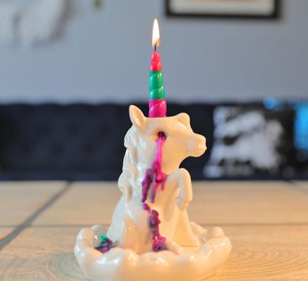 Creepy Critters Rainbow River Sad Crying Unicorn Candle Holder Figurine