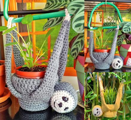 This Crochet Hanging Sloth Plant Holder Is Perfect For Lazy Plant Owners