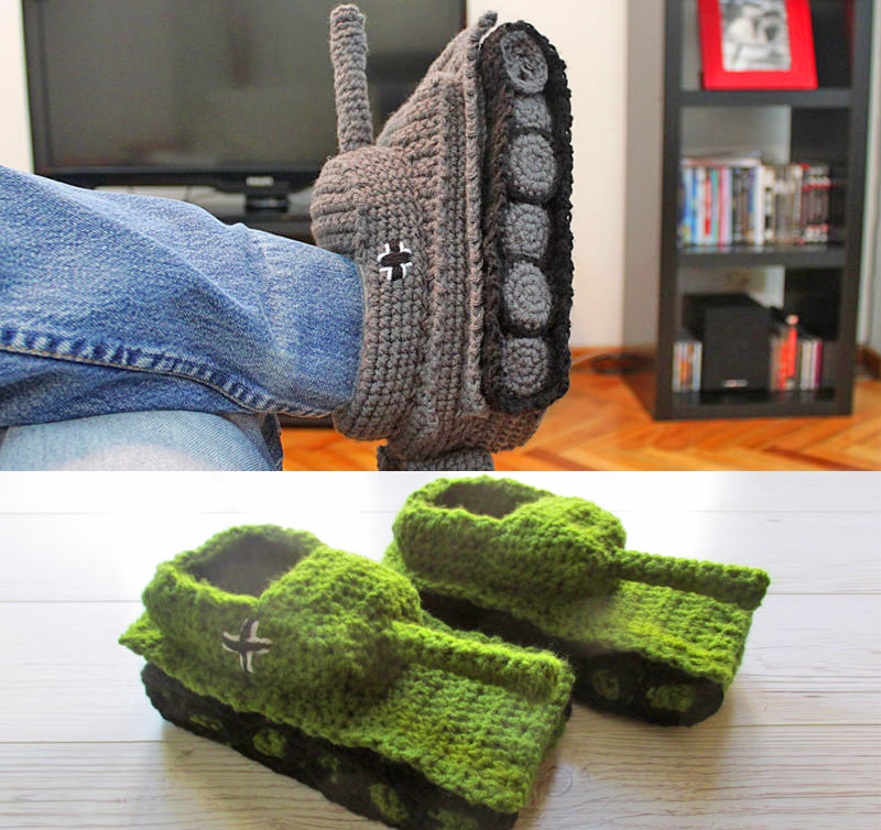 You Can Now Get Crochet Tank Slippers 