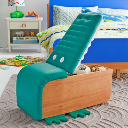 This Crocodile Storage Ottoman Makes The Perfect Toy Box For a Kids Playroom