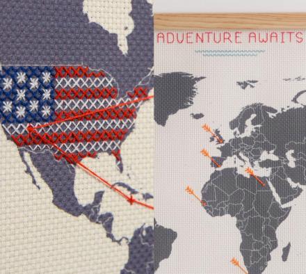 Cross Stitch Map Lets You Record Your Travels In Your Own Unique Way
