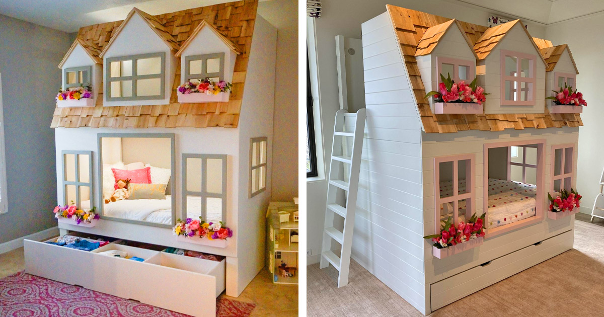 Giant Doll House Kids Bunk Bed, Bunk Beds That Look Like Houses