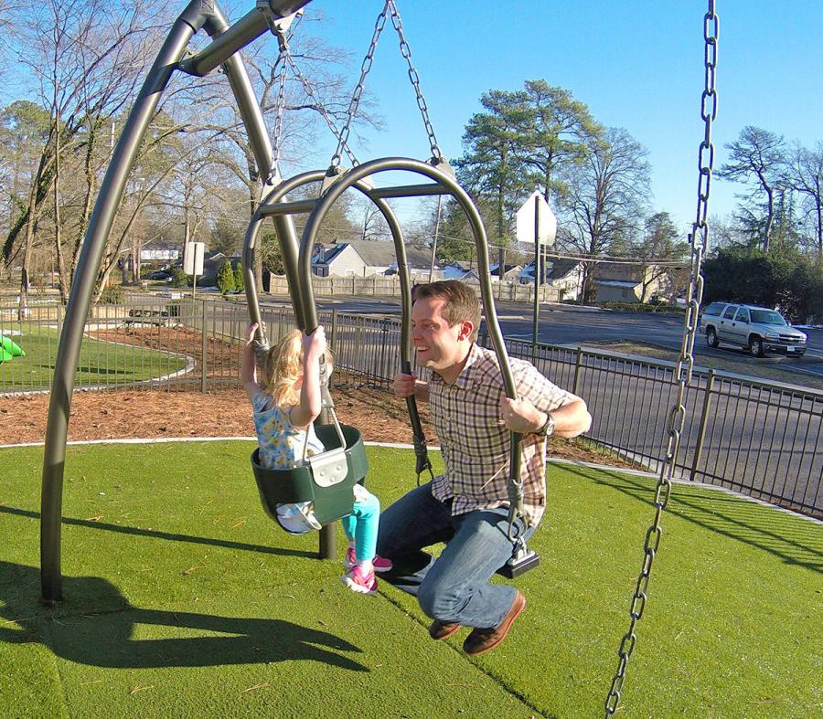 double swing set with baby seat