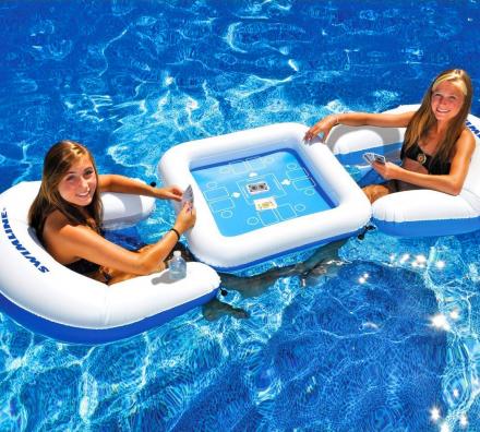 This Floating Card Table Lets You Play Poker, Blackjack, Chess, or Checkers In The Pool