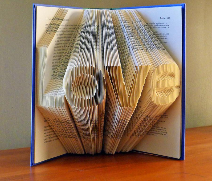folded book page art
