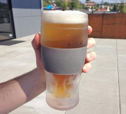 These Freeze Beer Glasses Have a Built-In Silicone Koozie Hand Grip