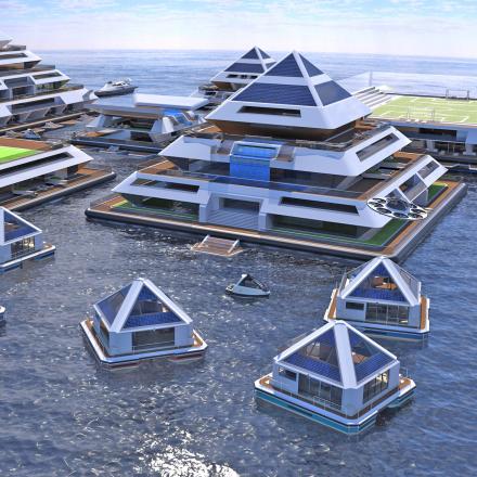 floating city in water