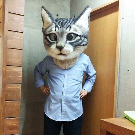 Giant Creepy & Realistic Cat Head Mask