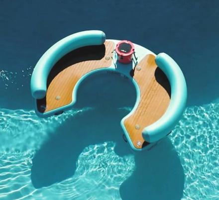 This Giant Curved Inflatable Dock Holds Up To 6 Adults and a Cooler