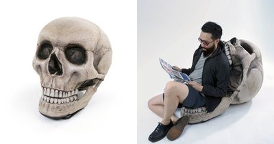 This Giant Human Skull Chair With Movable Jaw Makes Perfect Spooky Seating This Halloween