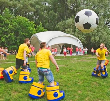 These Giant Inflatable Bouncy Shoes Will Make Giant Soccer Games Extra Fun