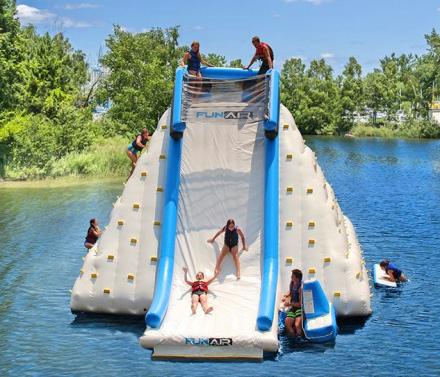 Giant Lake Inflatable Rock Climbing Wall and Slide