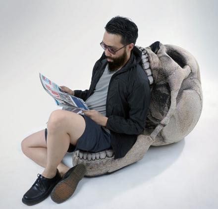 This Giant Human Skull Chair With Movable Jaw Makes Perfect Spooky Seating This Halloween