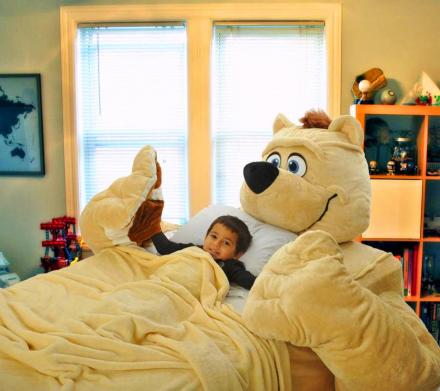 teddy bear on bed