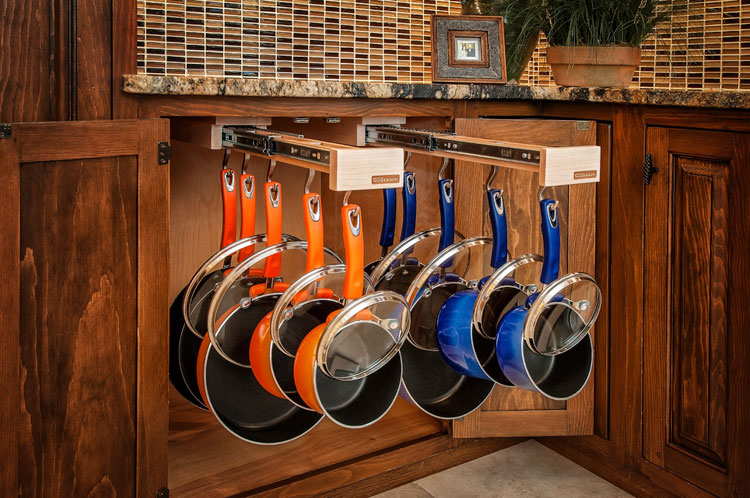 The Glideware Sliding Pot Holder Helps You Neatly Store Your Cooking Pots