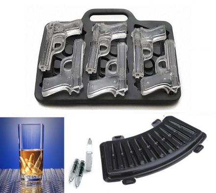 Handgun and Bullet Ice Cube Trays Set Cool TPR Pistol and -  Israel