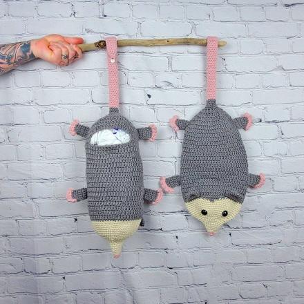 This Crochet Hanging Possum Is A Super Creative Way To Store Your Used Grocery Bags