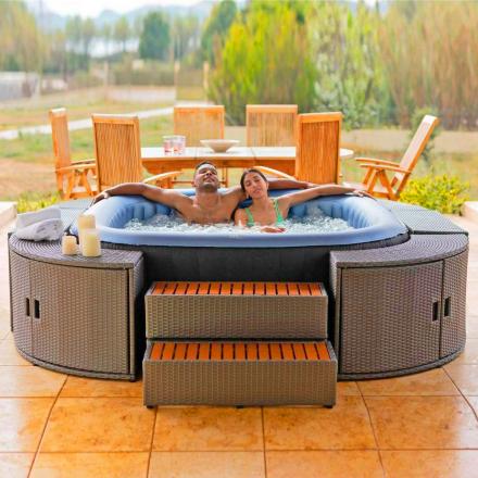 This Modular Hot Tub Surround Table Gives You Easy Access To Drinks and Storage